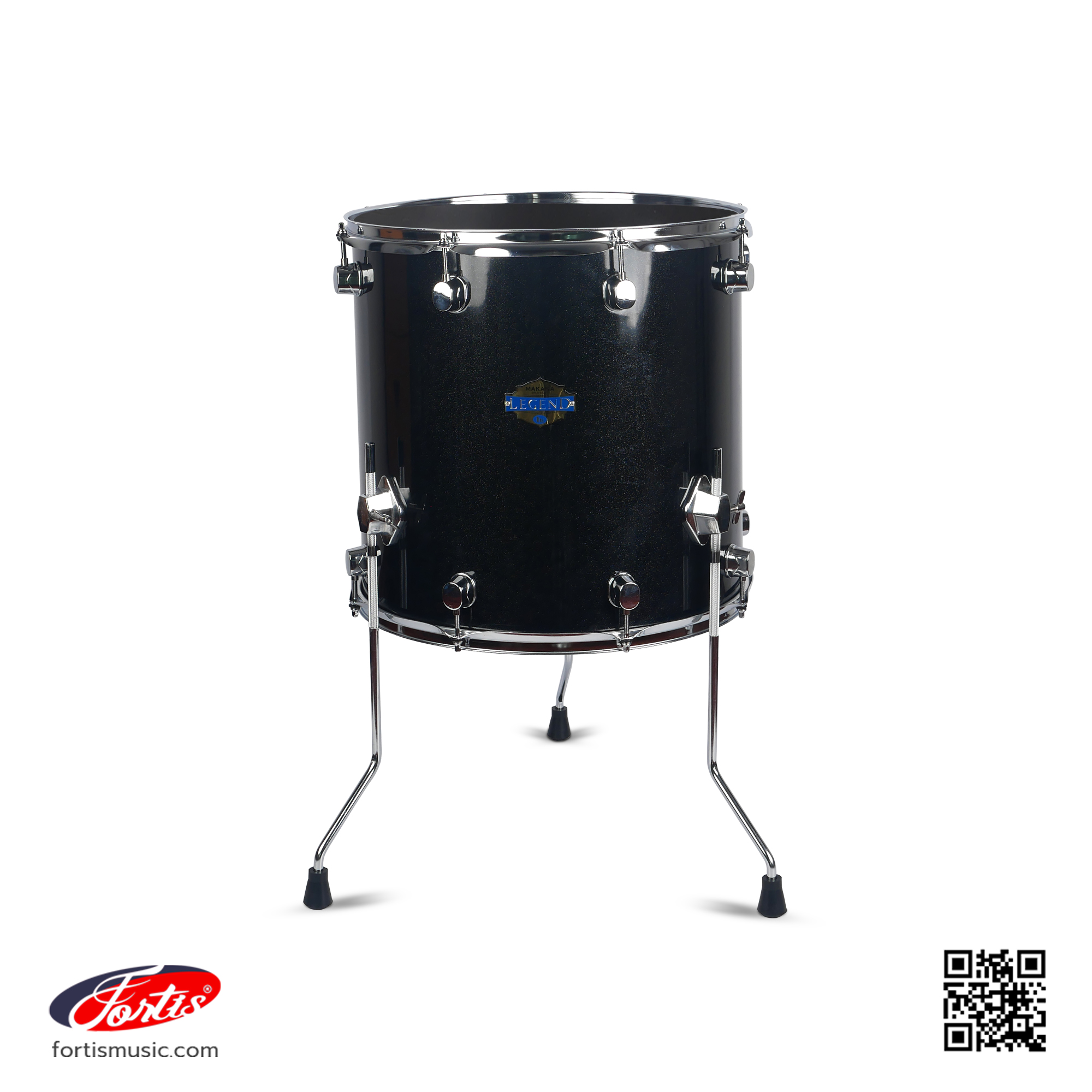กลองฟลอทอม Floor tom 16 นิ้ว 8 หลัก สีดำกลิ้ตเตอร์ ราคาถูก คุ้มค่า แถมกลองในชุด