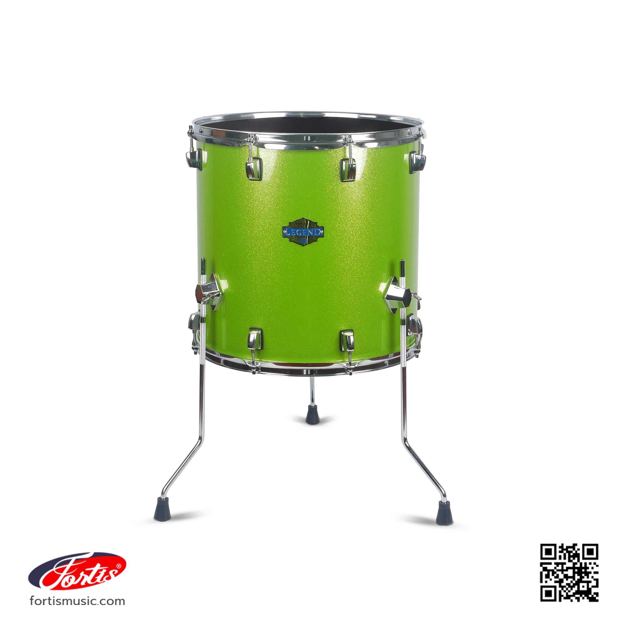 กลองฟลอทอม Floor tom สีเขียวกลิ้ตเตอร์ ราคาถูก พร้อมขาตั้ง คุ้มค่าคุ้มราคา