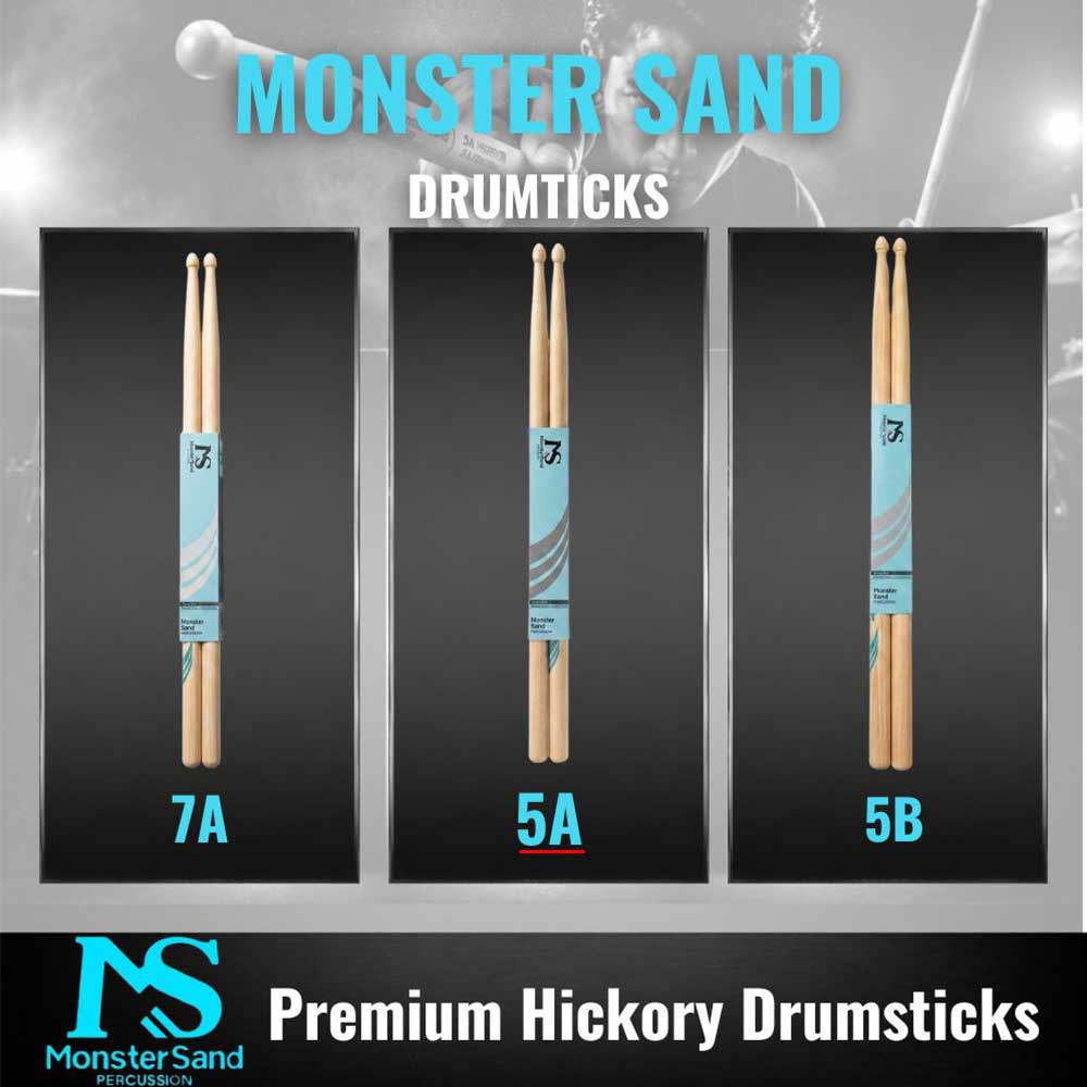 Monster Sand Drumsticks ไม้กลอง US Hickory คุณภาพสูง สมดุลดี แข็งแรง ทนทาน มี 5A