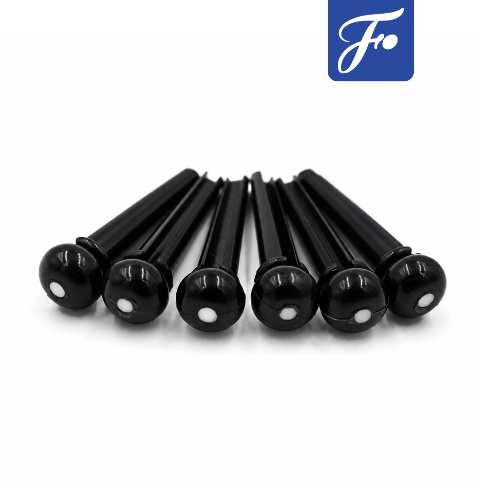 Fortis หมุดกีตาร์โปร่งพลาสติกสีดำ แพ็ค 6 ชิ้น อะไหล่กีตาร์ ราคาพิเศษ